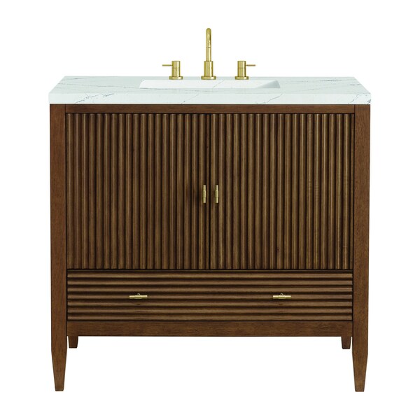 James Martin Vanities 36'' Vanity, Mid Century Walnut w/ 3 CM Ethereal Noctis Quartz Top 485-V36-WLT-3ENC - main